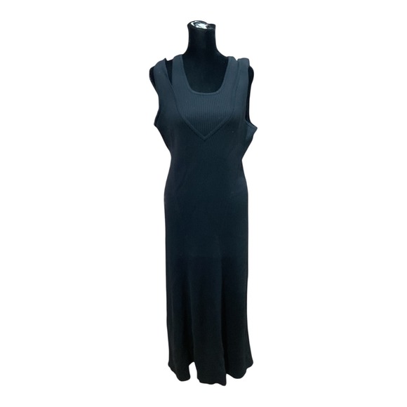 Favorite Daughter Dresses & Skirts - Favorite Daughter Gemini black Ribbed V Neck Cutout Maxi Dress XL